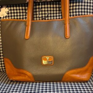 Valentina Two-Tone Brown & Tan Leather Tote